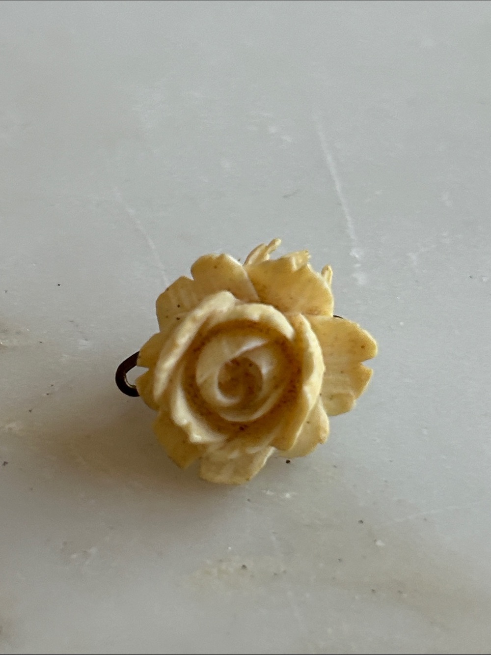 Vintage Carved Floral Rose pin or brooch in Cream